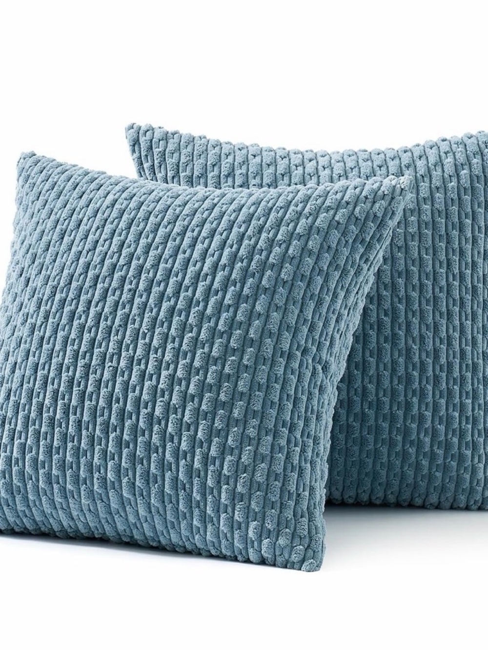 Corduroy Textured Knit Throw Pillow Covers 16x16 Blue Grey